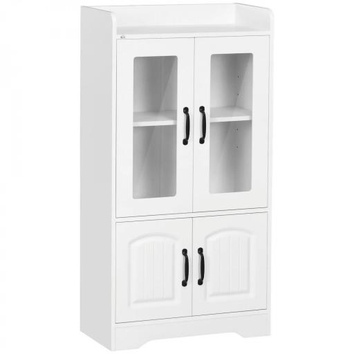Vitrina de Salón Estantería Librería con Puertas de Vidrio Estante Ajustable Bisagras de Cierre Suave 60x30x116cm Blanco [8]