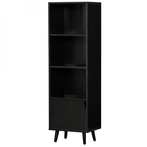 Estantería para Libros con 3 Estantes Abiertos y Cajón Librería Moderno para Almacenamiento Juguetes 40x30x129,5cm Negro [8]