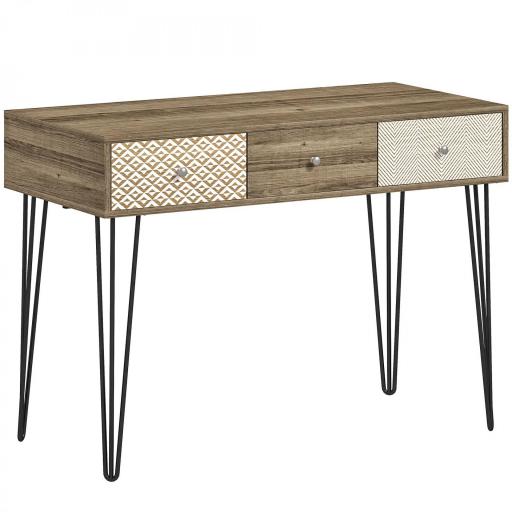 Escritorio Boho-Chic con Cajones Patas Horquilla y Encimera Espaciosa para Oficina Dormitorio Tocador 105x50x75cm Madera [9]