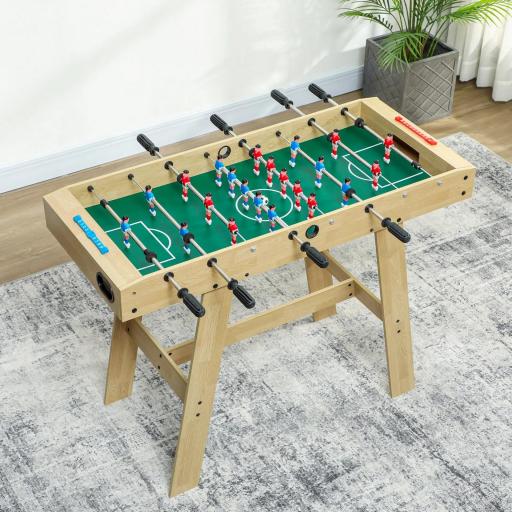 Futbolín para Niños de Madera Mesa de Futbolín con 2 Marcadores 8 Asas y 22 Jugadores 114x78x88 cm Natural [3]