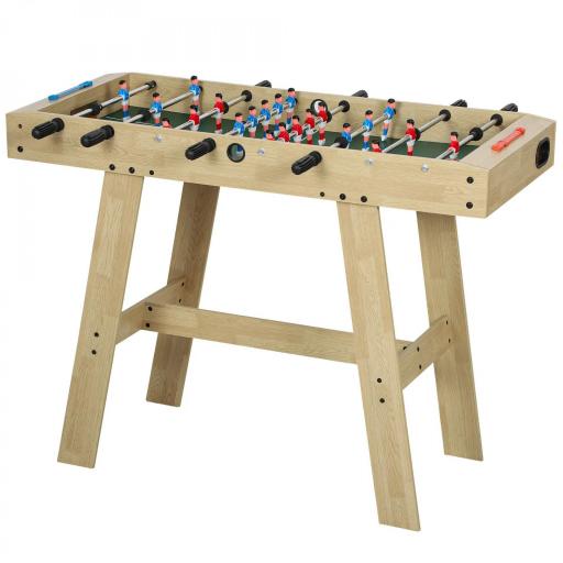 Futbolín para Niños de Madera Mesa de Futbolín con 2 Marcadores 8 Asas y 22 Jugadores 114x78x88 cm Natural [10]