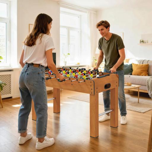 Futbolín de Madera Profesional para Niños y Adultos Mesa de Futbolín con 8 Barras y 2 Pelotas para Casa o Salas de Juego Fácil de Montar 122x61x80,7 cm Natural