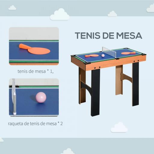 Mesa Multijuegos 4 en 1 para Niños +6 Años Futbolines para Niños Mesa de Billar Mesa de Ping-pong 92x78x80 Natural [5]