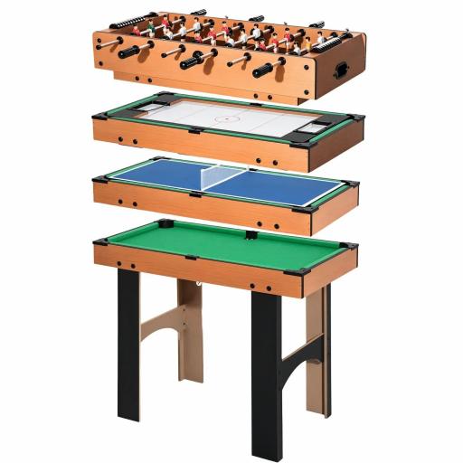 Mesa Multijuegos 4 en 1 para Niños +6 Años Futbolines para Niños Mesa de Billar Mesa de Ping-pong 92x78x80 Natural [7]