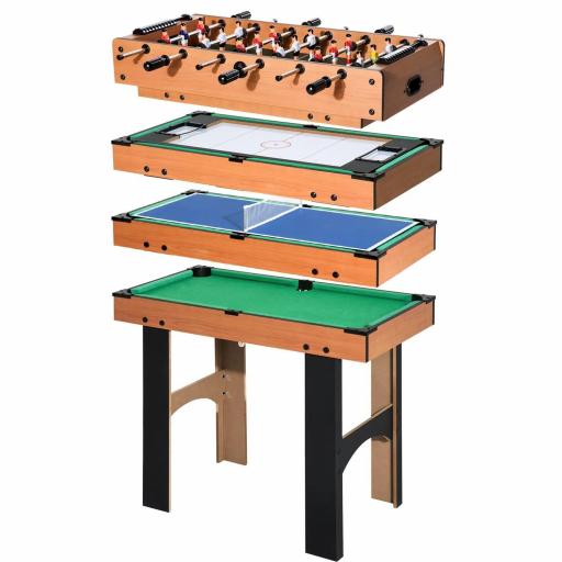 Mesa Multijuegos 4 en 1 para Niños +6 Años Futbolines para Niños Mesa de Billar Mesa de Ping-pong 92x78x80 Natural [9]