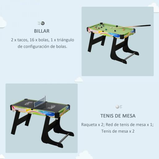 Mesa Multijuegos Plegable 4 en 1 con Futbolín, Hockey, Billar y Ping-pong de Sobremesa 86,5x43,5x64 cm  [4]