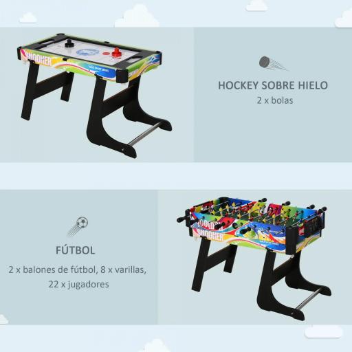 Mesa Multijuegos Plegable 4 en 1 con Futbolín, Hockey, Billar y Ping-pong de Sobremesa 86,5x43,5x64 cm  [2]