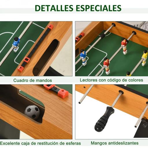 Futbolín con 22 Jugadores Juego de Mesa de Fútbol para Niños y Adultos con 2 Marcadores 98x42x62,5 cm Natural y Negro [2]