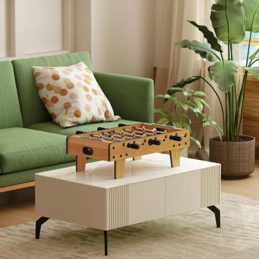 Futbolín de Mesa de Madera con 6 Varillas 2 Marcadores de Puntos y 18 Jugadores para +6 Años 69x36,5x22cm Natural [5]