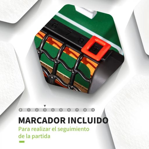 Futbolín con Soporte para Niños de +7 Años con 2 Bolas Marcadores 22 Jugadores para Familias 118x104x69 cm Negro [4]