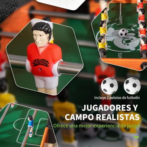 Futbolín con Soporte para Niños de +7 Años con 2 Bolas Marcadores 22 Jugadores para Familias 118x104x69 cm Negro [5]