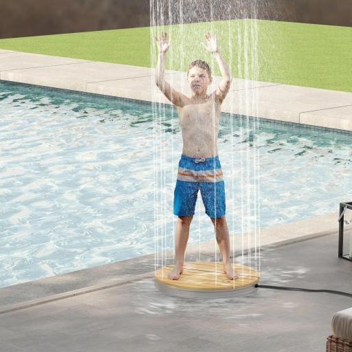 Ducha Redonda de Suelo Ø70,5 cm con Chorro hasta 4 m con Estructura de Aluminio Resistente a los Rayos UV