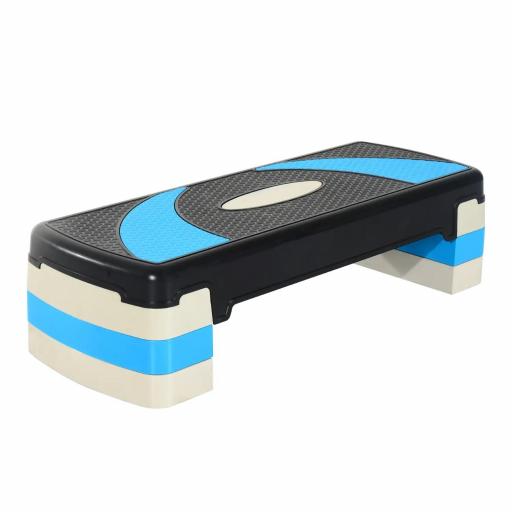 Step de Aeróbic, Step para Fitness Antideslizante con Altura Regulable 3 Niveles de 10/15/20 cm, Tabla Plataforma Stepper para Ejercicio en Casa Gimnasia, Carga 150 kg 80x31x20 cm, Azul [9]