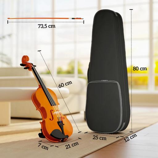 Violín 4/4, conjunto de violín de madera para adultos y principiantes, con estuche ligero y portátil, arco, resina, puente y apoyo para el hombro, marrón [6]