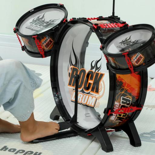 Batería para Niños de +3 Años con Taburete Tambores Bombo Platillo y Baquetas 59,5x31,5x59 cm Negro [8]