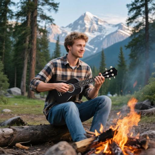 Ukelele Soprano para Principiantes con 4 Cuerdas de Nylon Ajustables Juguete educativo 53x17,5x6,2cm Negro