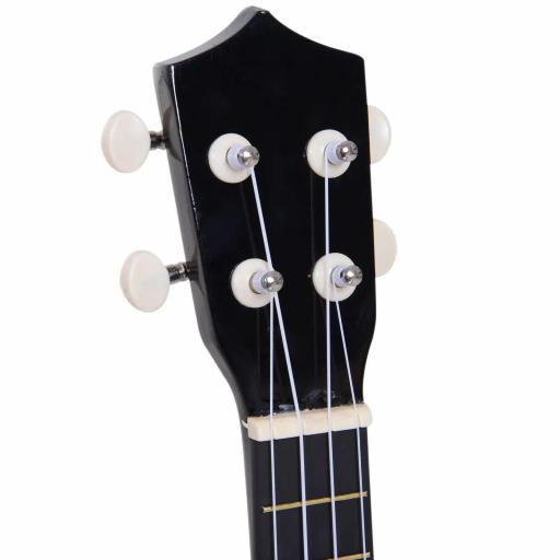 Ukelele Soprano para Principiantes con 4 Cuerdas de Nylon Ajustables Juguete educativo 53x17,5x6,2cm Negro [1]