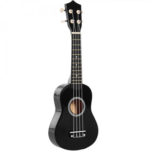 Ukelele Soprano para Principiantes con 4 Cuerdas de Nylon Ajustables Juguete educativo 53x17,5x6,2cm Negro [7]