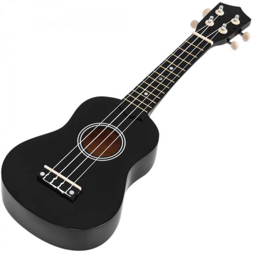 Ukelele Soprano para Principiantes con 4 Cuerdas de Nylon Ajustables Juguete educativo 53x17,5x6,2cm Negro [2]