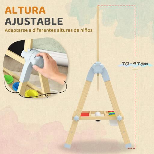 Pizarra Infantil Caballete Altura 70-97 cm y Ángulo Ajustable Pizarra Blanca Magnética con Rollo de Papel y Bandeja [3]