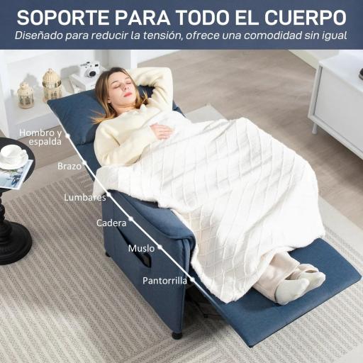 Sillón Reclinable con Motor sin Escobillas Reposapiés Tapizado Resistente y Bolsillos Laterales 80x83x104 cm Azul Oscuro [7]