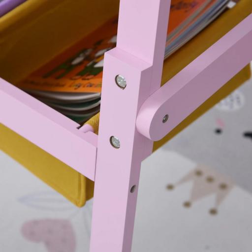 Pizarra de Doble Cara Caballete para Niños con Rollo de Papel y 2 Cestas de Almacenamiento 58,5x50,5x118 cm Rosa [9]