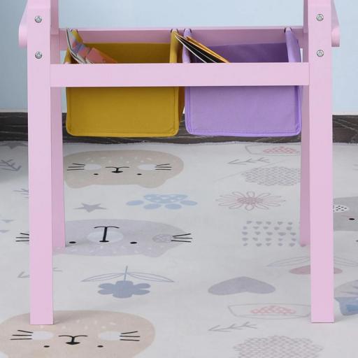 Pizarra de Doble Cara Caballete para Niños con Rollo de Papel y 2 Cestas de Almacenamiento 58,5x50,5x118 cm Rosa [2]