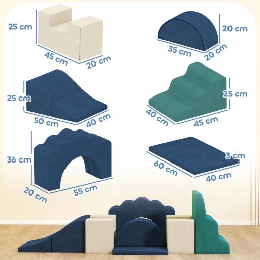 Juego de 7 Bloques de Espuma para Niños Bloques de Psicomotricidad Juguete para Aprendizaje para Escalar y Gatear Azul [3]