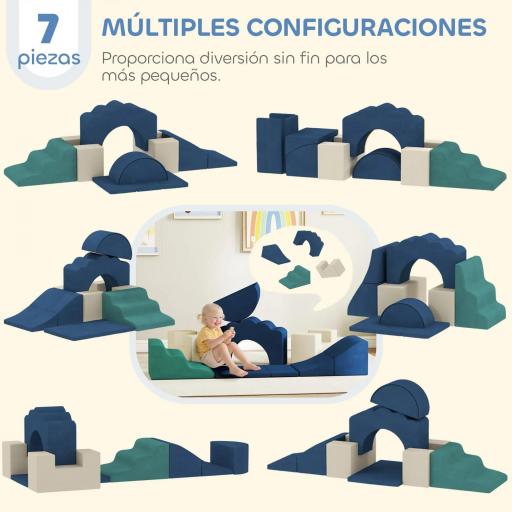 Juego de 7 Bloques de Espuma para Niños Bloques de Psicomotricidad Juguete para Aprendizaje para Escalar y Gatear Azul [4]