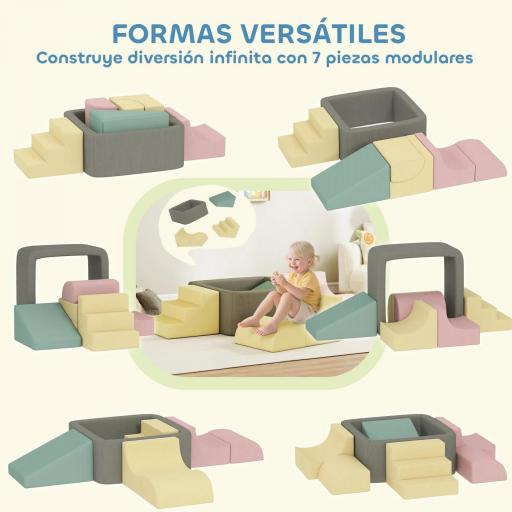 Juego de 7 Bloques de Espuma para Niños con Fundas de Pana Lavables para Escalar y Gatear Multicolor [7]
