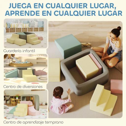 Juego de 7 Bloques de Espuma para Niños con Fundas de Pana Lavables para Escalar y Gatear Multicolor [3]