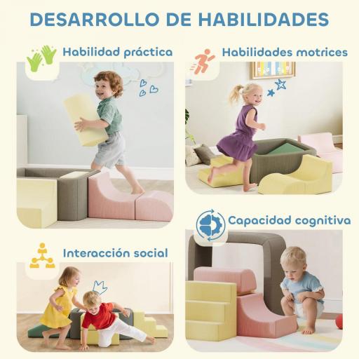 Juego de 7 Bloques de Espuma para Niños con Fundas de Pana Lavables para Escalar y Gatear Multicolor [8]