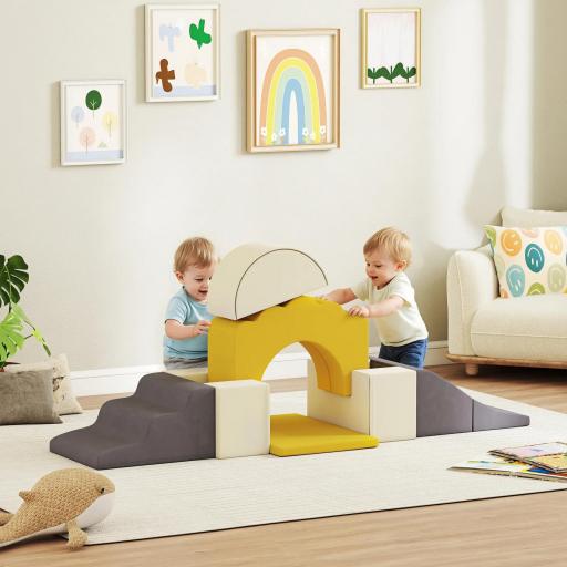  7 Bloques de Espuma para Niños Bloques de Psicomotricidad Juguete para Aprendizaje para Escalar y Gatear Amarillo