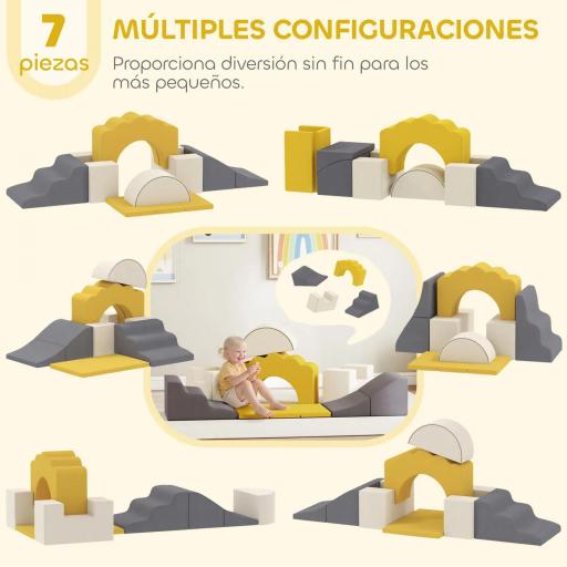  7 Bloques de Espuma para Niños Bloques de Psicomotricidad Juguete para Aprendizaje para Escalar y Gatear Amarillo [1]