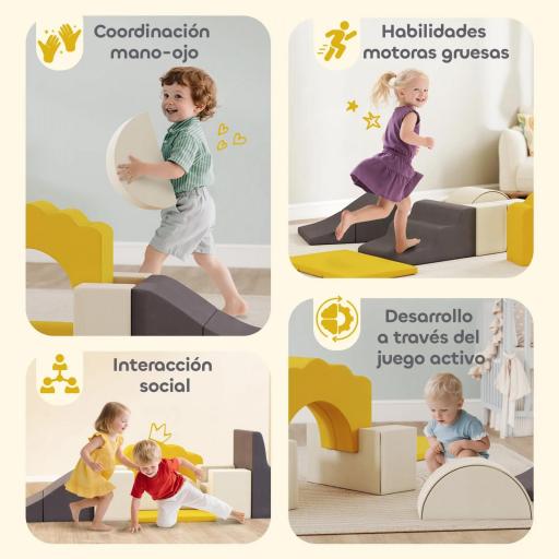  7 Bloques de Espuma para Niños Bloques de Psicomotricidad Juguete para Aprendizaje para Escalar y Gatear Amarillo [2]