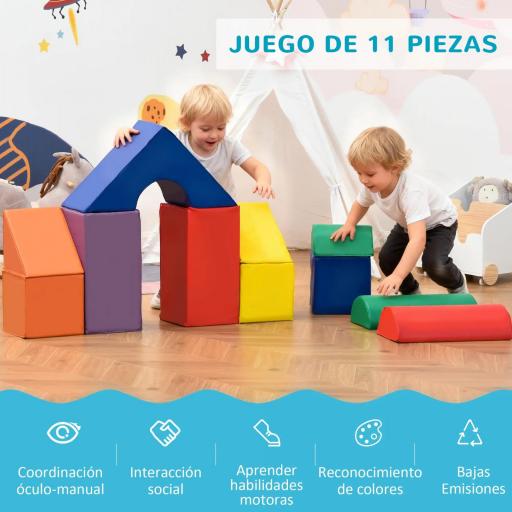 Juego de 11 Bloques de Espuma para Niños Bloques Psicomotricidad Figuras de Construcción 50x50x25 cm Multicolor [2]