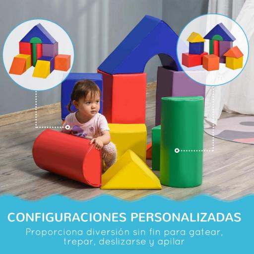 Juego de 11 Bloques de Espuma para Niños Bloques Psicomotricidad Figuras de Construcción 50x50x25 cm Multicolor [5]