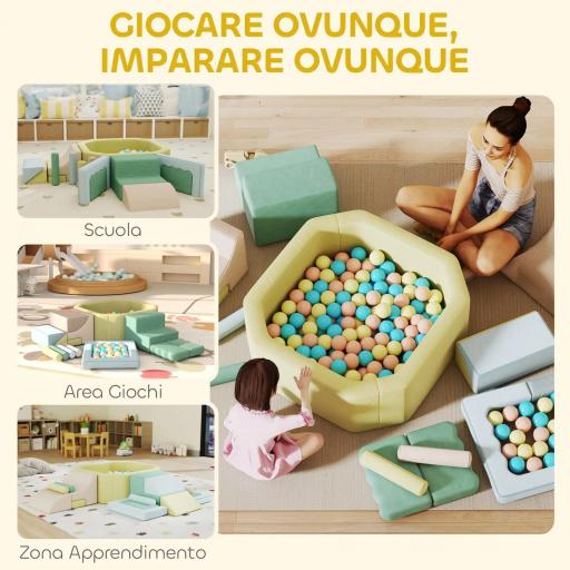Set 15 Bloques de Construcción Blandos Modulares para Niños con 200 Pelotas para Uso Interior, Multicolor [6]