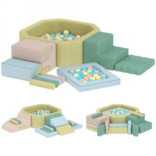 Set 15 Bloques de Construcción Blandos Modulares para Niños con 200 Pelotas para Uso Interior, Multicolor [4]