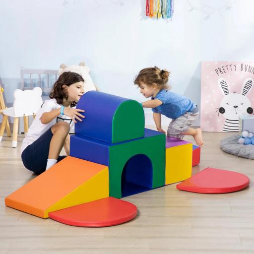 Juego de 7 Bloques de Espuma para Niños Bloques de Construcción Figuras de Construcción para Escalar y Gatear Multicolor