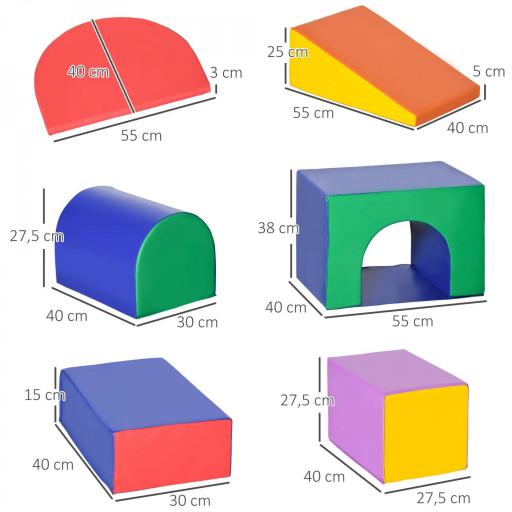 Juego de 7 Bloques de Espuma para Niños Bloques de Construcción Figuras de Construcción para Escalar y Gatear Multicolor [4]