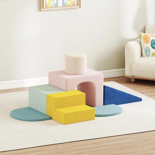 Juego de 8 Bloques de Espuma para Niños con Fundas de Terciopelo Lavables para Escalar y Gatear Multicolor