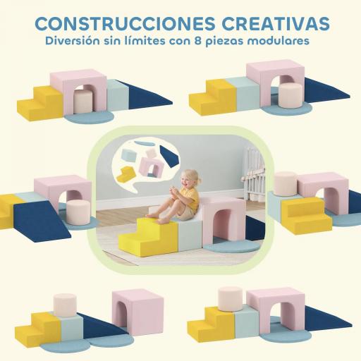 Juego de 8 Bloques de Espuma para Niños con Fundas de Terciopelo Lavables para Escalar y Gatear Multicolor [3]