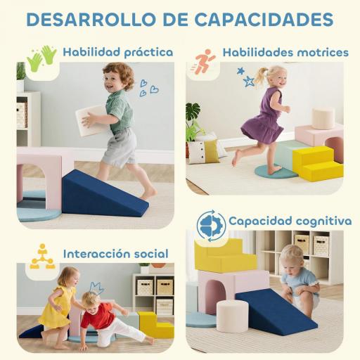 Juego de 8 Bloques de Espuma para Niños con Fundas de Terciopelo Lavables para Escalar y Gatear Multicolor [7]