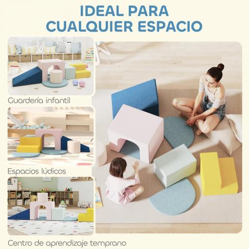 Juego de 8 Bloques de Espuma para Niños con Fundas de Terciopelo Lavables para Escalar y Gatear Multicolor [5]