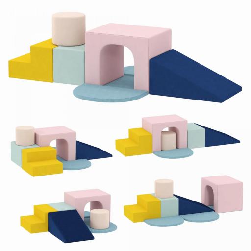 Juego de 8 Bloques de Espuma para Niños con Fundas de Terciopelo Lavables para Escalar y Gatear Multicolor [1]