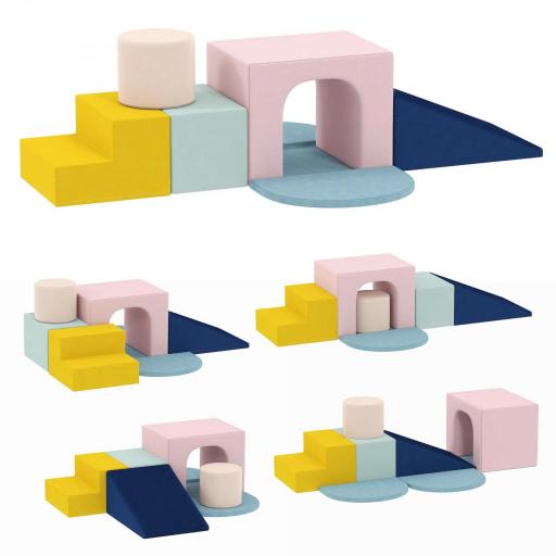 Juego de 8 Bloques de Espuma para Niños con Fundas de Terciopelo Lavables para Escalar y Gatear Multicolor [10]