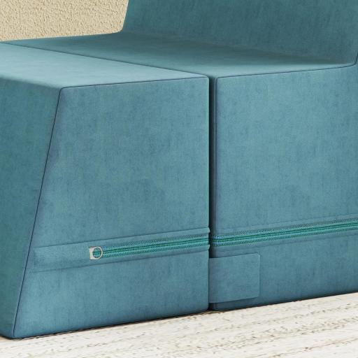 Set de 2 bloques de construcción suaves para niños, cuero sintético, espuma, para escalar, construir, jugar, Beige+Azul [6]