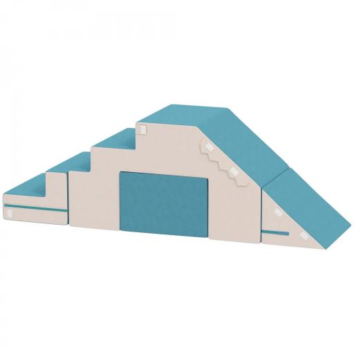 Set de 2 bloques de construcción suaves para niños, cuero sintético, espuma, para escalar, construir, jugar, Beige+Azul [5]