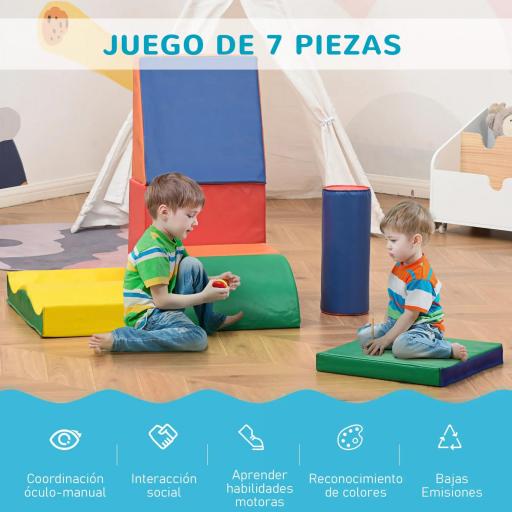 Juego de 7 Bloques de Espuma para Niños 1-3 Años Bloques Psicomotricidad Juguetes de Construcción 60x40x11 cm Multicolor [4]
